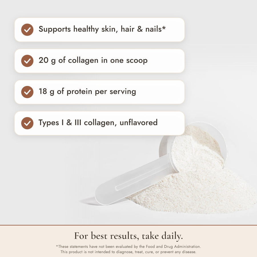 VYNTE Collagen Glow Peptides: supports healthy skin, hair and nails, 20 g collagen and 18 g protein per scoop